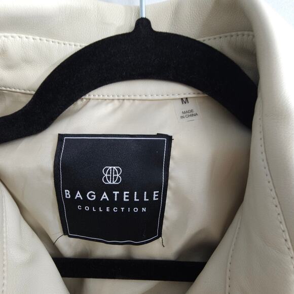Bagatelle Collection Jacket Womens Medium Cream Feminine Faux Leather Bomber - Picture 4 of 13